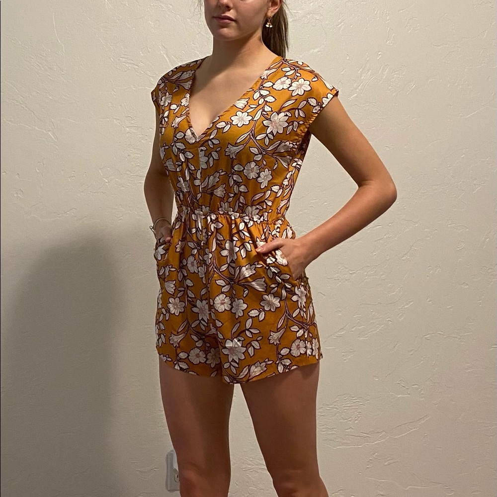 yellow floral romper